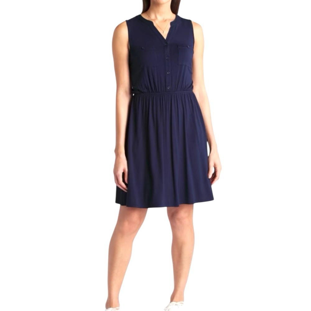 41 Hawthorn Navy Button-Front Midi Dress Women’s Size S